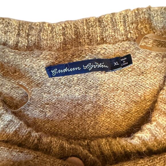 GUDRUN SJÖDÉN Alpaca Wool Blend Long Cardigan Sweater Mustard Yellow Gold XL - Picture 6 of 8